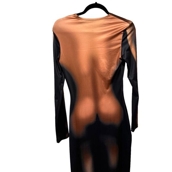 Y2K 3D Body Heat Print Long Sleeve Unique Body-Shaping Maxi Dress - Picture 9 of 9